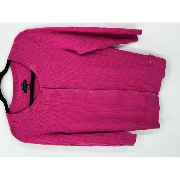 Tommy Hilfiger Sweaters - Tommy Hilfiger Pink‎ Cable Knit Cardigan Large Pima Cotton